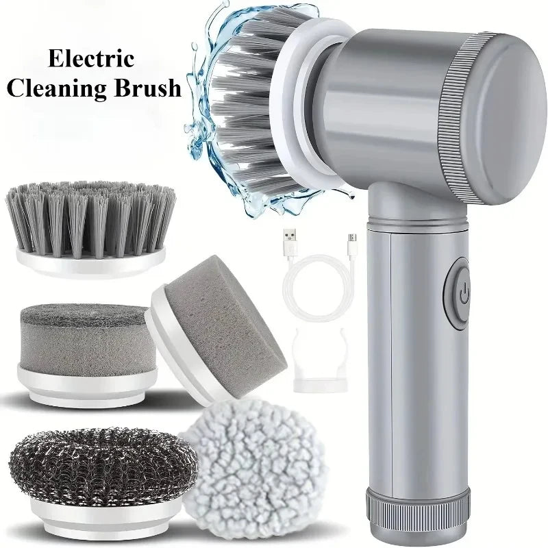 Cordless Electric Spin Scrubber | Power Bathroom Cleaning Brush with 5 Interchangeable Heads