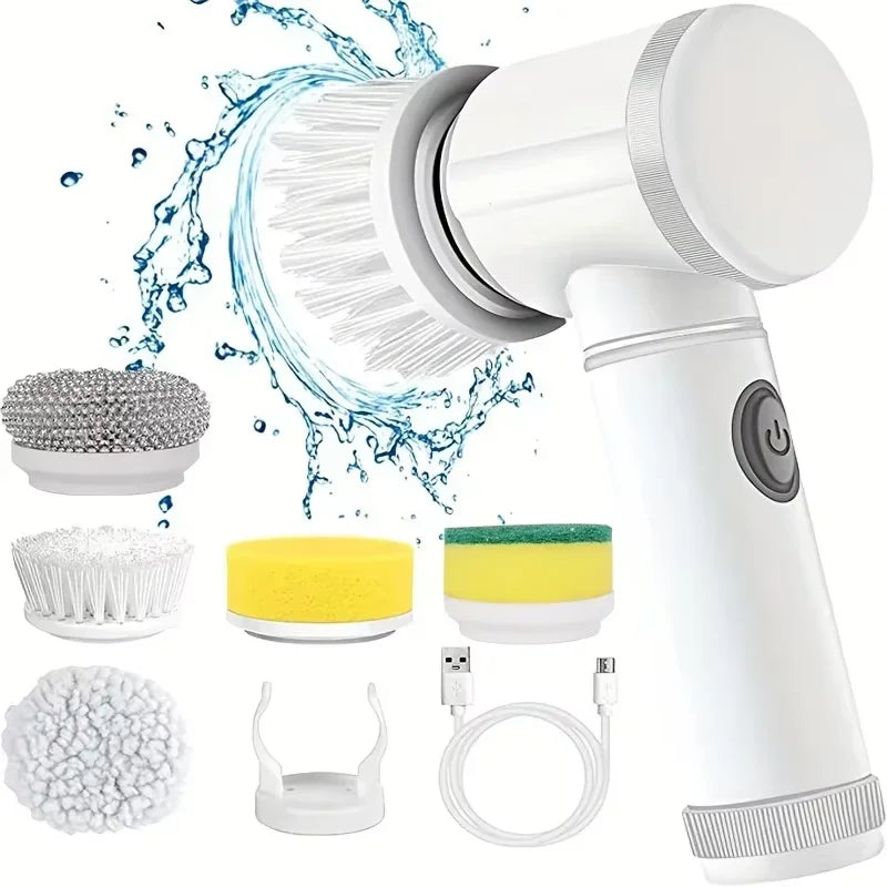 Cordless Electric Spin Scrubber | Power Bathroom Cleaning Brush with 5 Interchangeable Heads