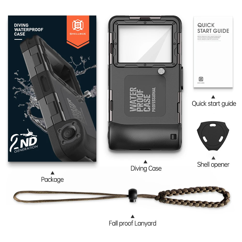 Shellbox Upgraded Waterproof Diving Phone Case | IP68 15m/50ft Underwater Photography Housing