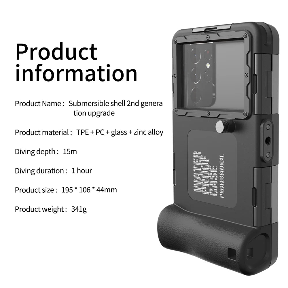 Shellbox Upgraded Waterproof Diving Phone Case | IP68 15m/50ft Underwater Photography Housing