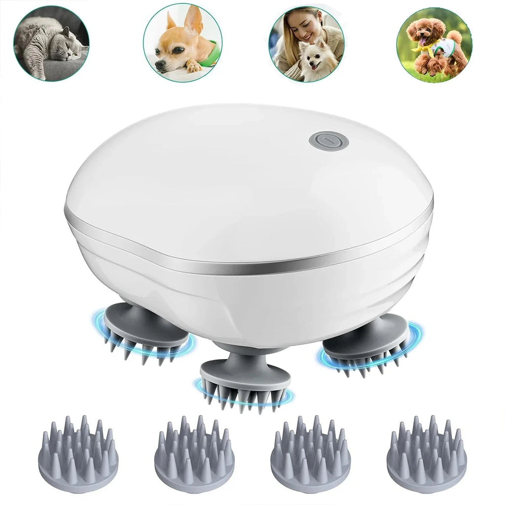 Electric Scalp Massager with Red Light Therapy | Deep Tissue Kneading & Hair Care