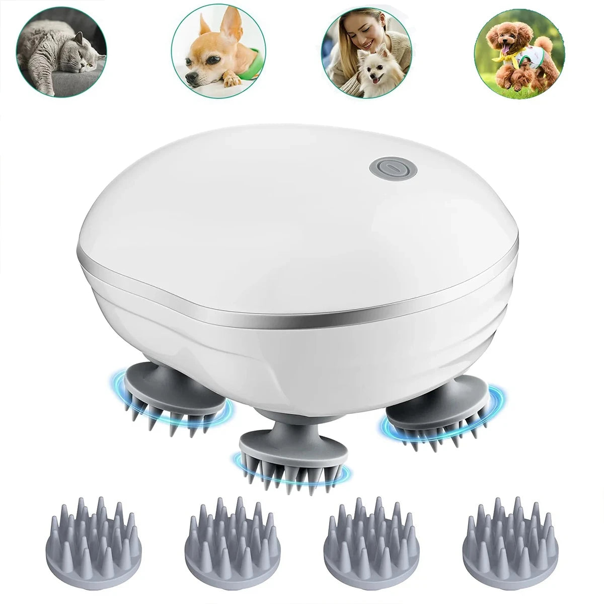 Electric Scalp Massager with Red Light Therapy | Deep Tissue Kneading & Hair Care