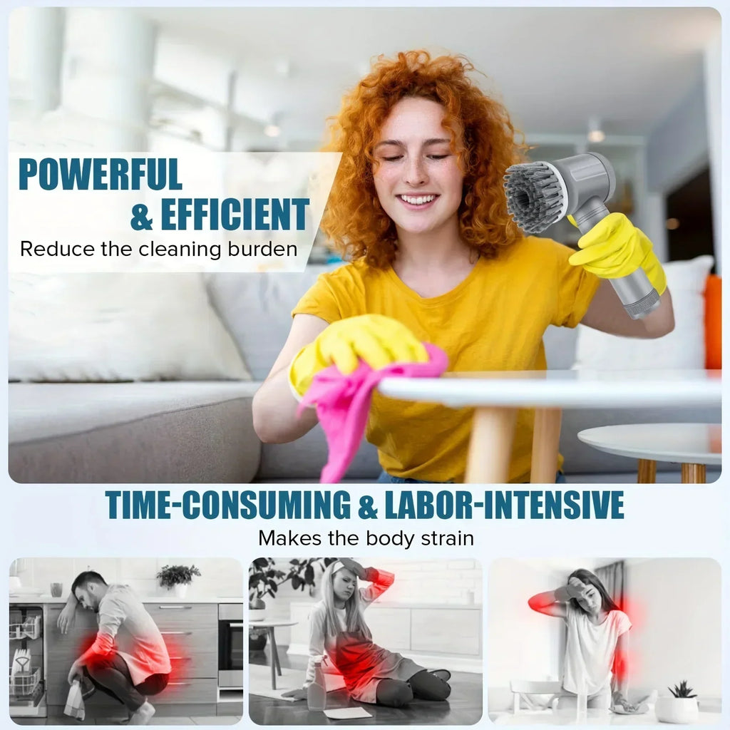 Cordless Electric Spin Scrubber | Power Bathroom Cleaning Brush with 5 Interchangeable Heads
