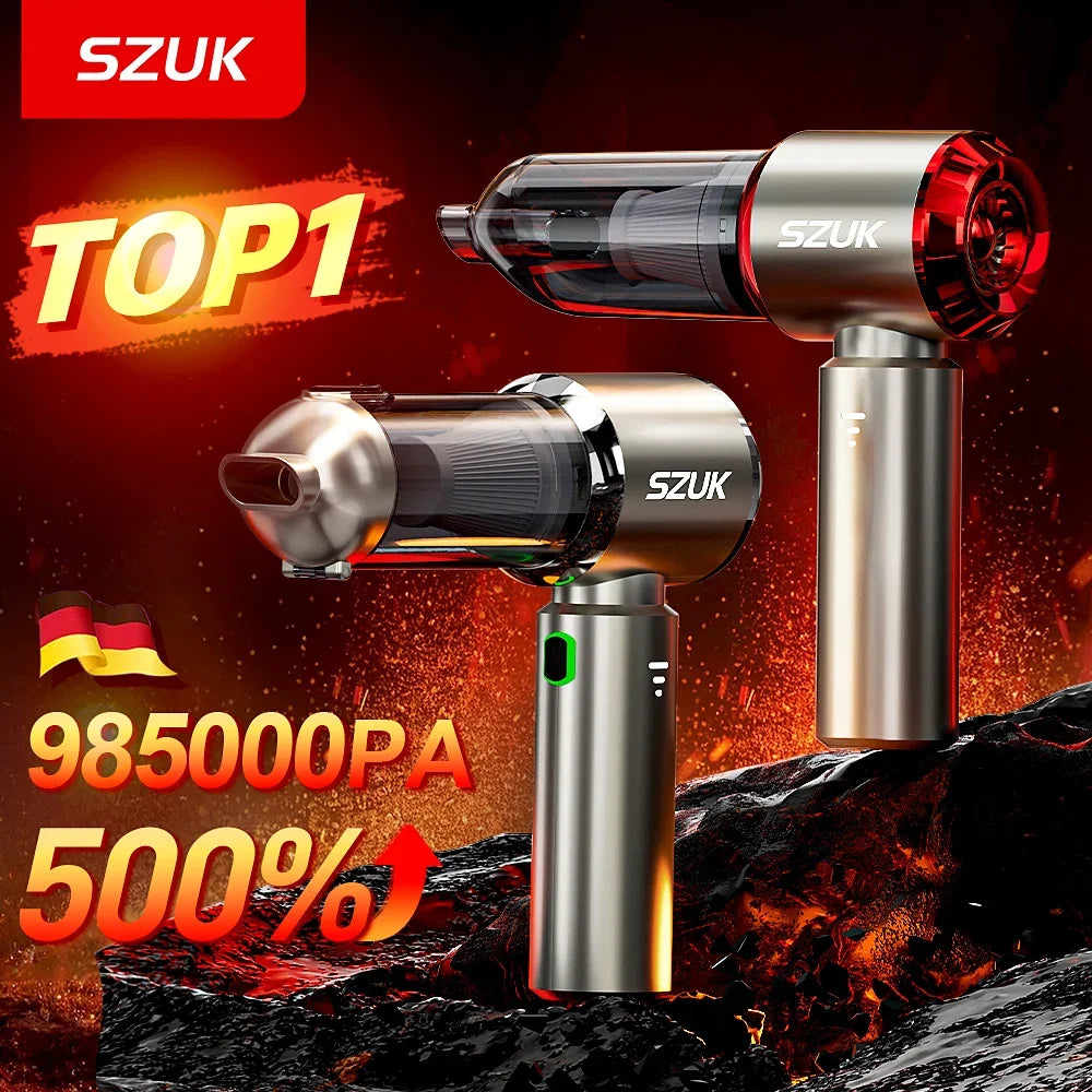 SZUK Portable Car Vacuum Cleaner | High Power Suction, Cordless Handheld & 6000mAh Battery