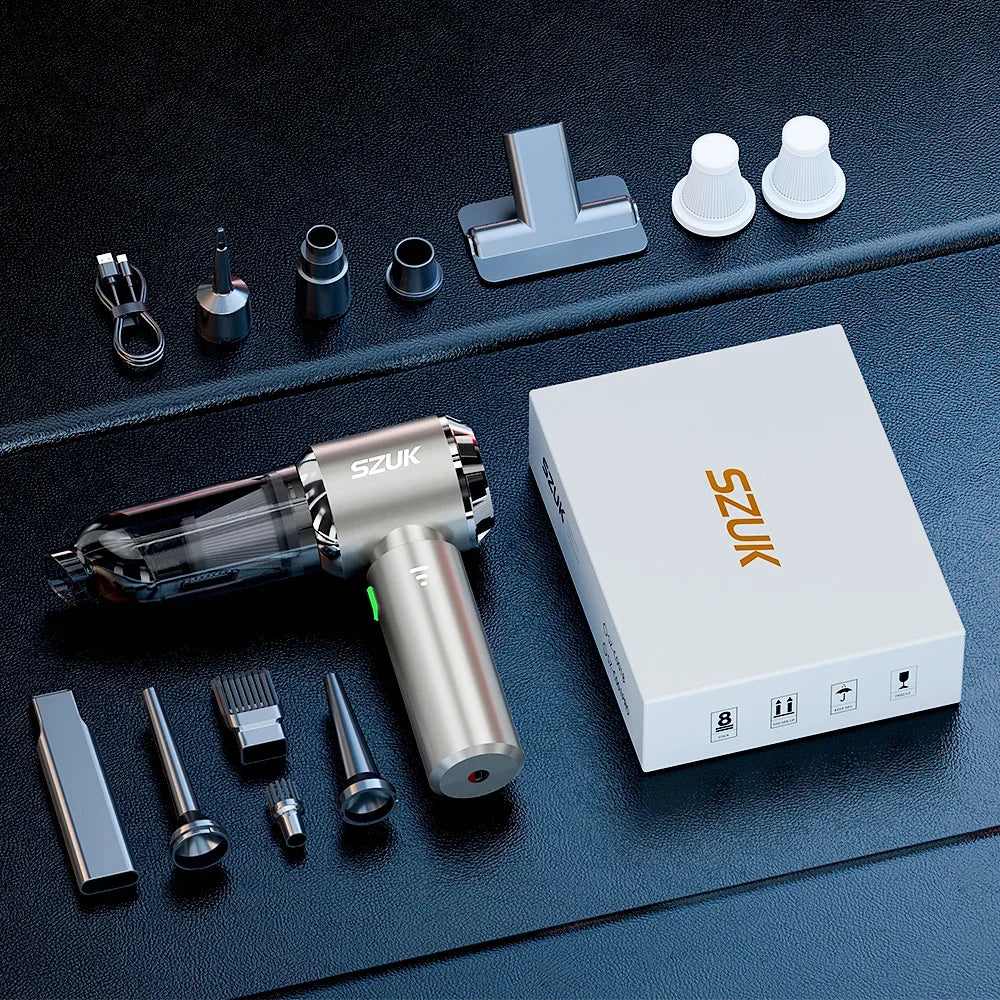 SZUK Portable Car Vacuum Cleaner | High Power Suction, Cordless Handheld & 6000mAh Battery