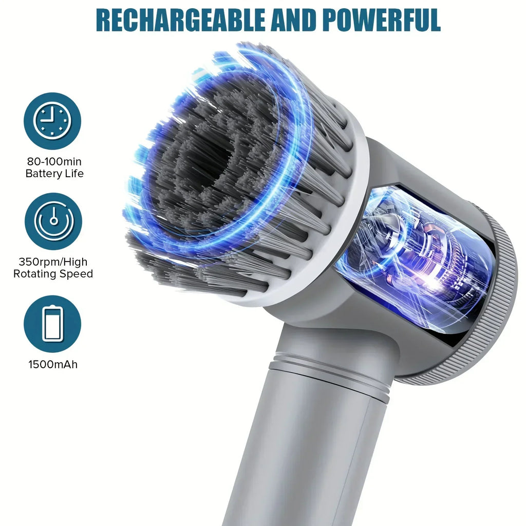 Cordless Electric Spin Scrubber | Power Bathroom Cleaning Brush with 5 Interchangeable Heads