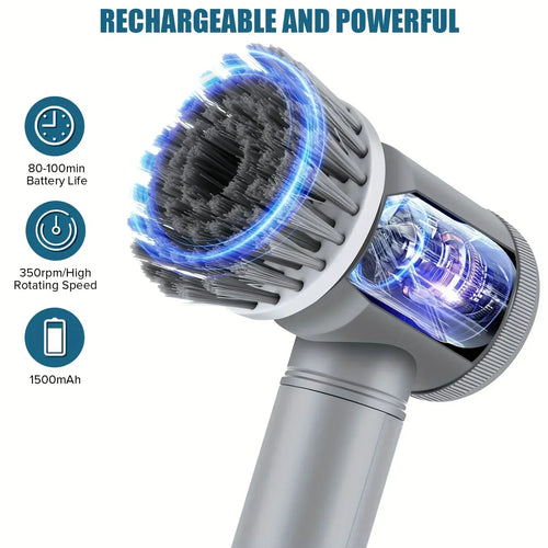 Cordless Electric Spin Scrubber | Power Bathroom Cleaning Brush with 5 Interchangeable Heads