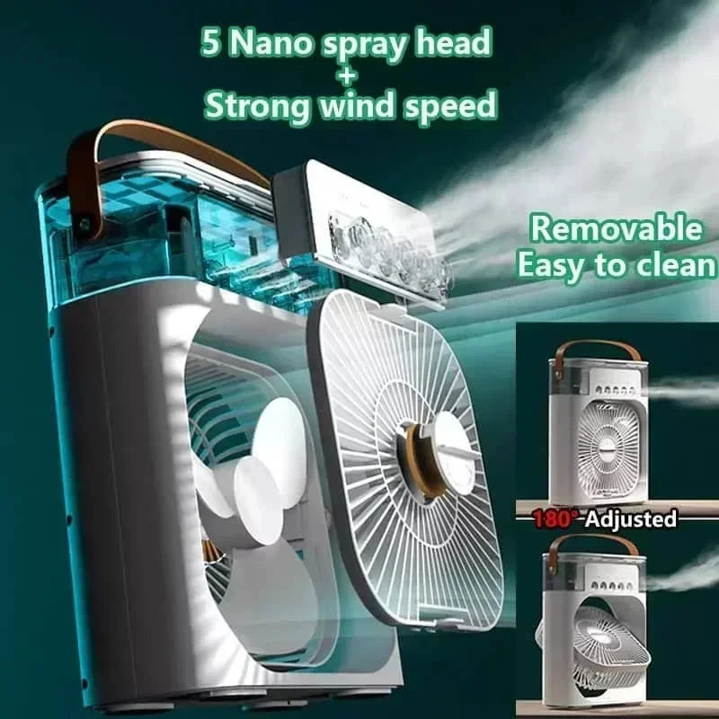: 3-in-1 Portable Mini Air Cooler & Humidifier with LED Night Light