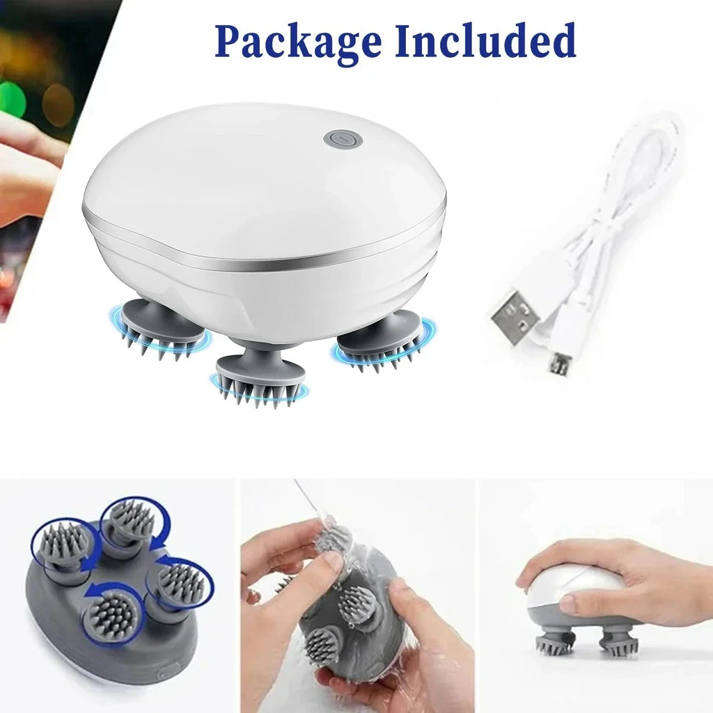 Electric Scalp Massager with Red Light Therapy | Deep Tissue Kneading & Hair Care