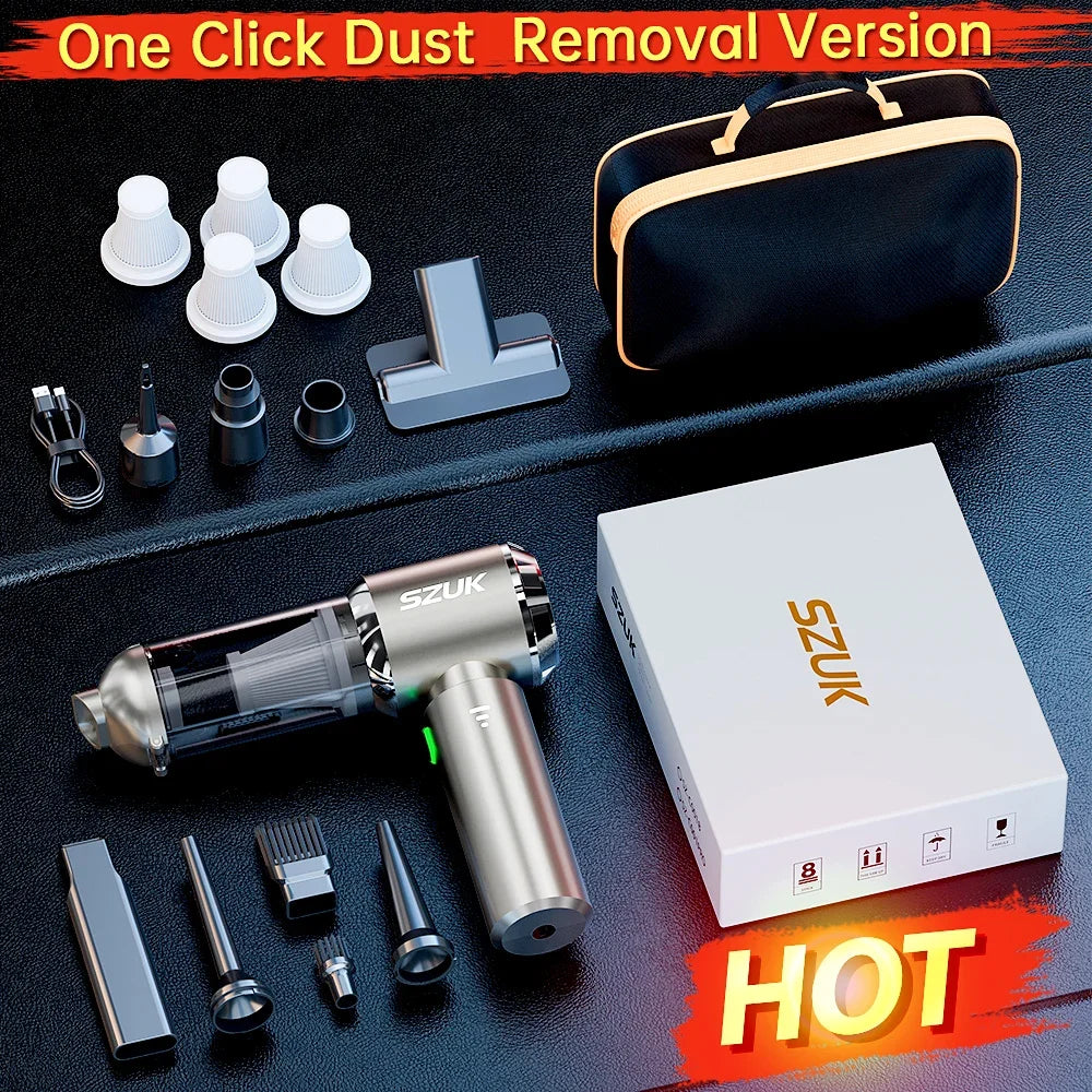 SZUK Portable Car Vacuum Cleaner | High Power Suction, Cordless Handheld & 6000mAh Battery