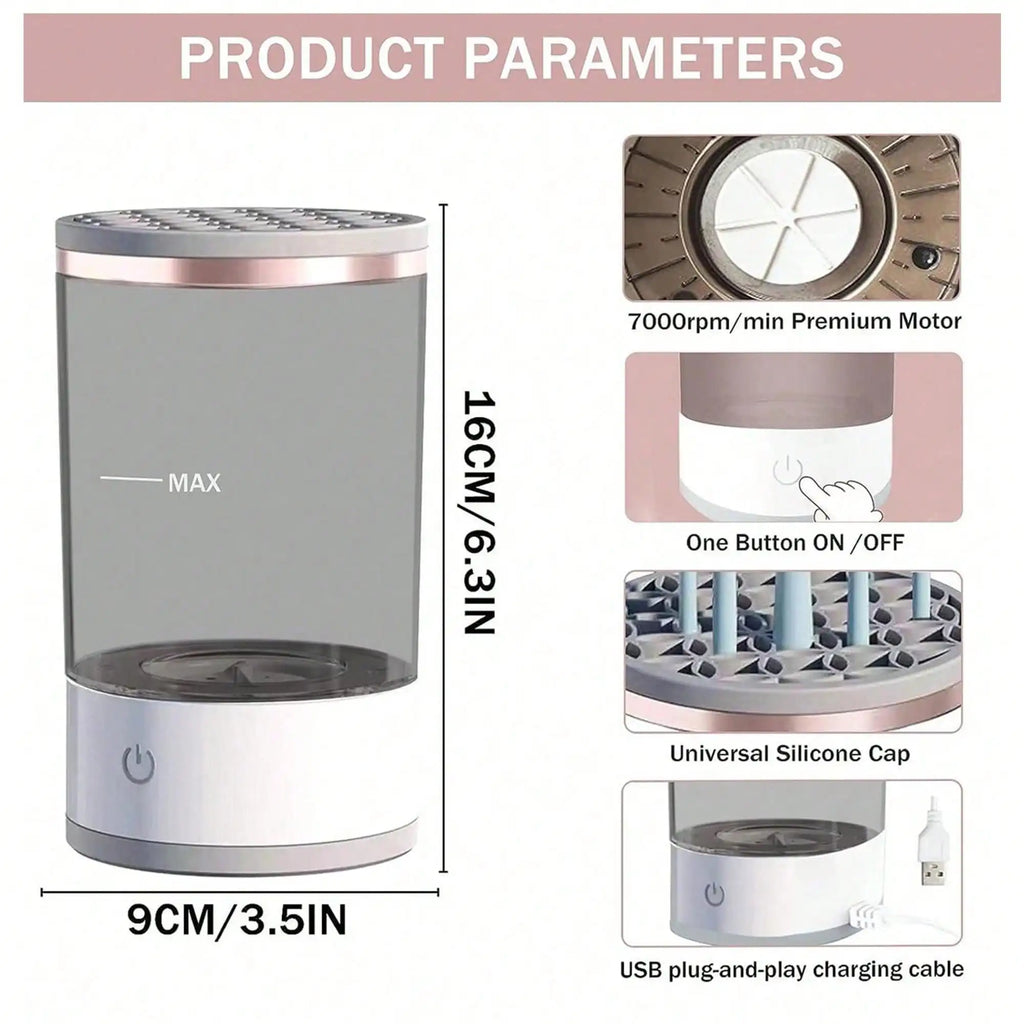 Electric Makeup Brush Cleaner Machine | Automatic Spinner & Dryer for Flawless Brushes
