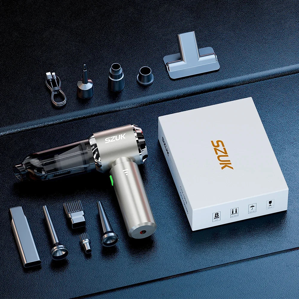 SZUK Portable Car Vacuum Cleaner | High Power Suction, Cordless Handheld & 6000mAh Battery