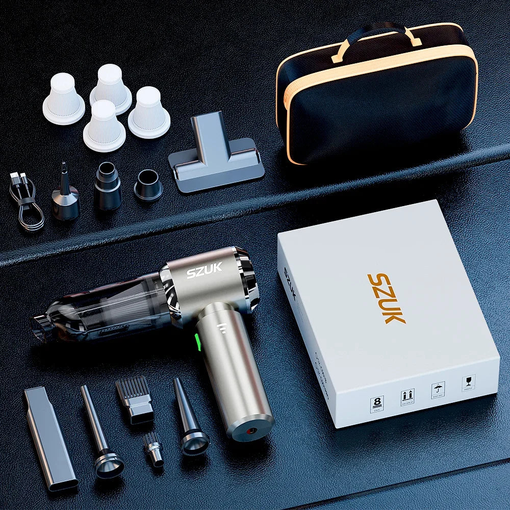 SZUK Portable Car Vacuum Cleaner | High Power Suction, Cordless Handheld & 6000mAh Battery