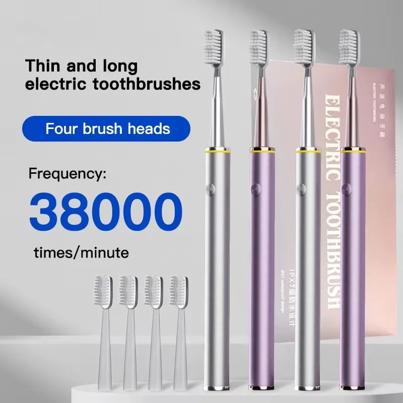 Ultra-Slim Electric Toothbrush for Women | Soft DuPont Bristles & Premium Metal Body